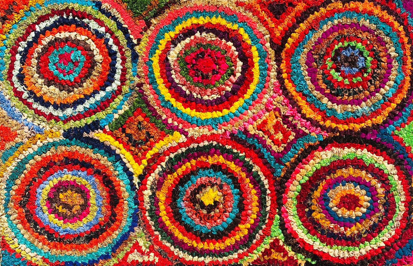 Fußmatte Circles multicolor 50x80 recycled Saris No. 4