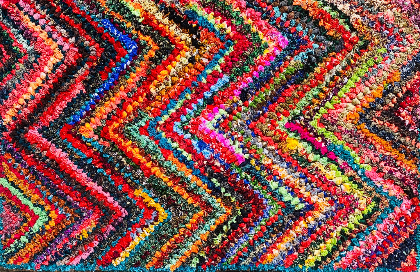 Fußmatte ZigZag multicolor 50x80 recycled Saris No. 3