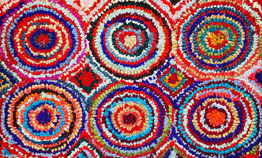 Fußmatte Circles multicolor 50x80 recycled Saris No. 1