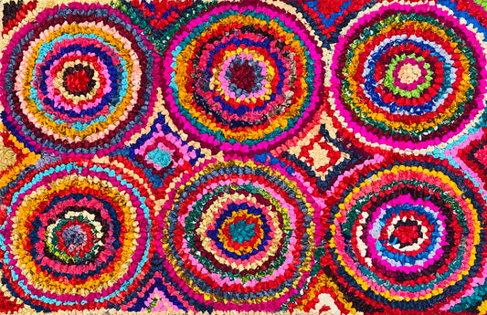 Fußmatte Circles multicolor 50x80 recycled Saris No. 5