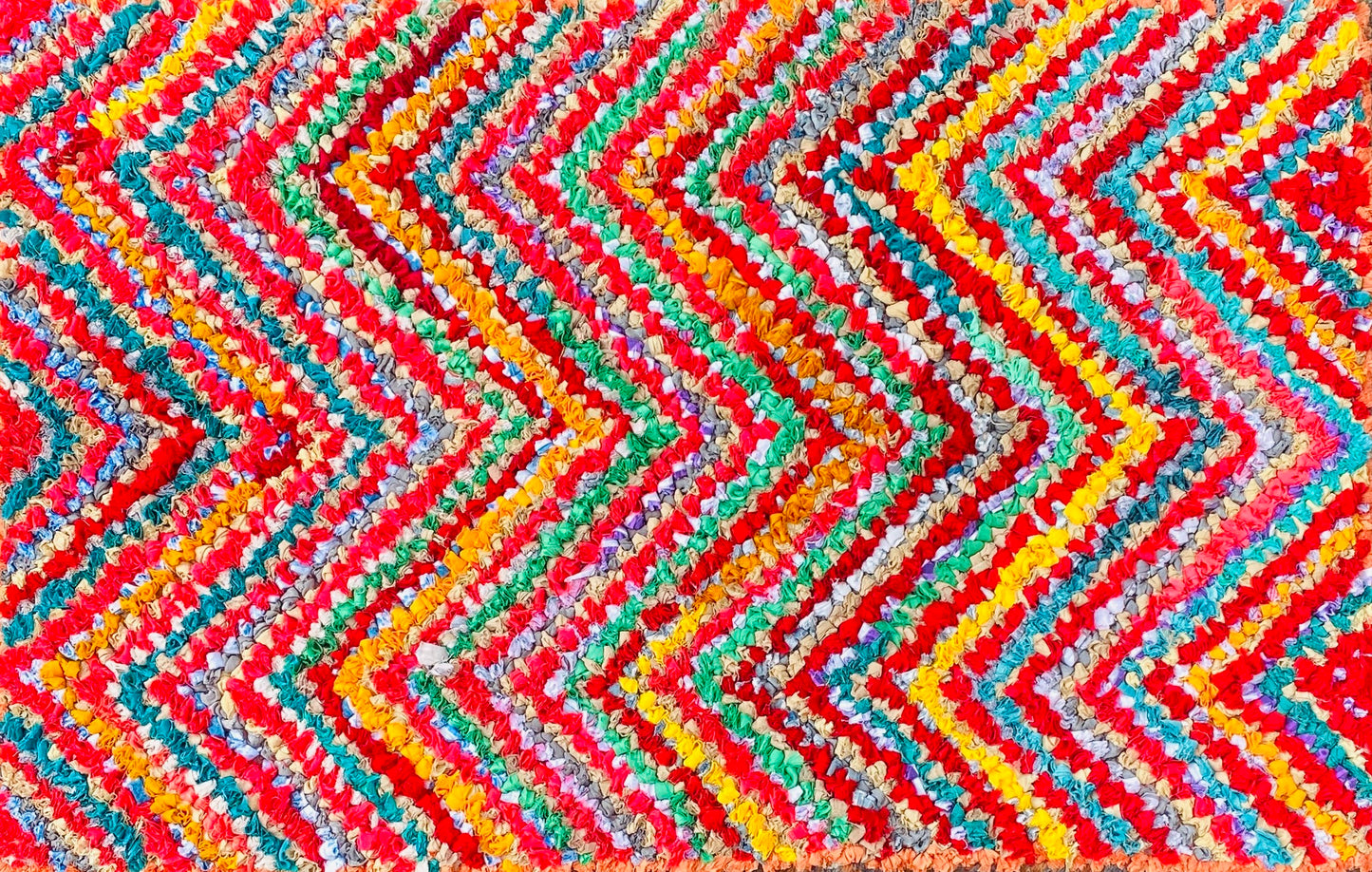 Fußmatte ZigZag multicolor 50x80 recycled Saris No. 3