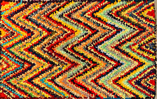 Fußmatte ZigZag multicolor 50x80 recycled Saris No. 1