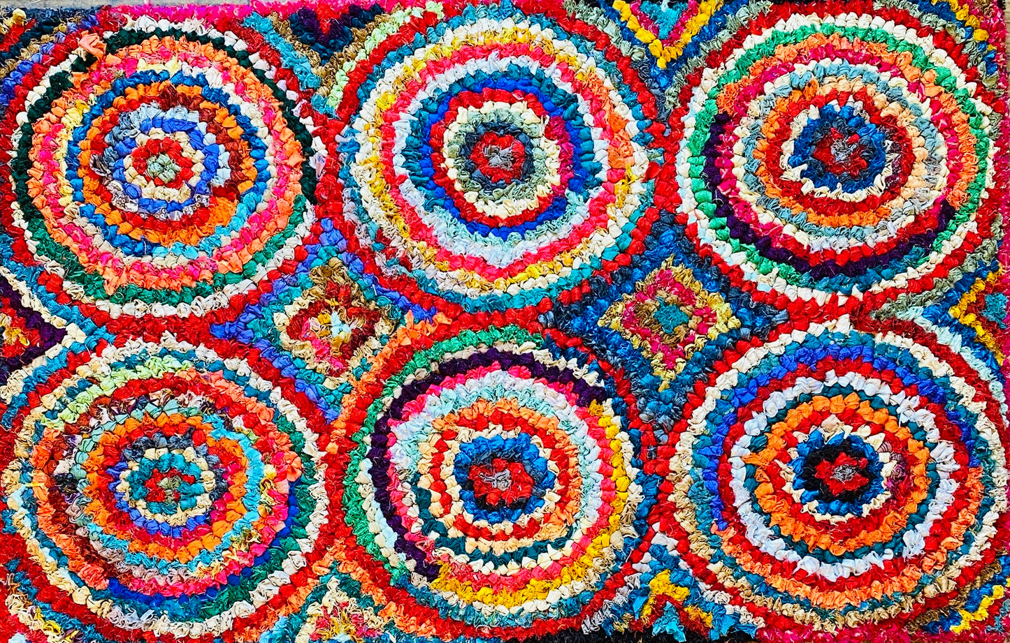 Fußmatte Circles multicolor 50x80 recycled Saris No. 9