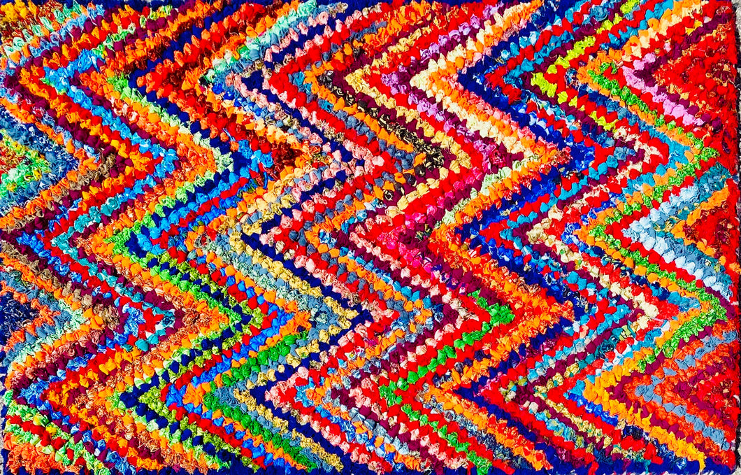 Fußmatte ZigZag multicolor 50x80 recycled Saris No. 8