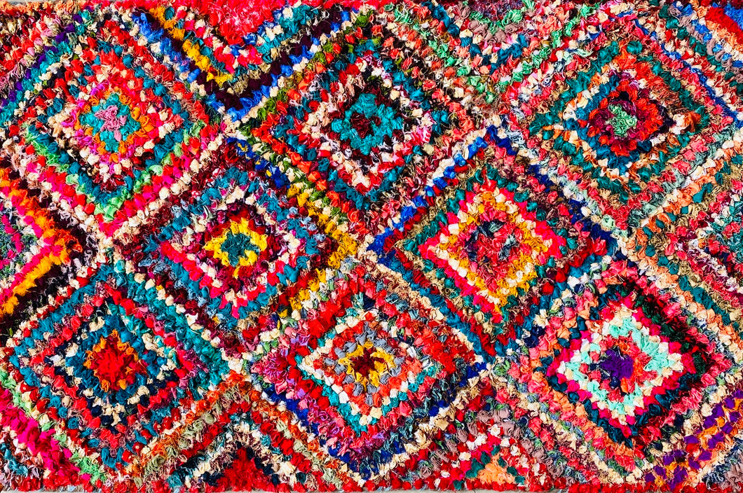 Fußmatte Diamond multicolor 50x80 recycled Saris No. 1