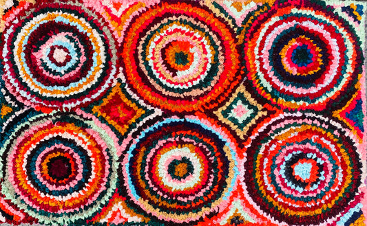 Fußmatte Circles multicolor 50x80 recycled Saris No. 5