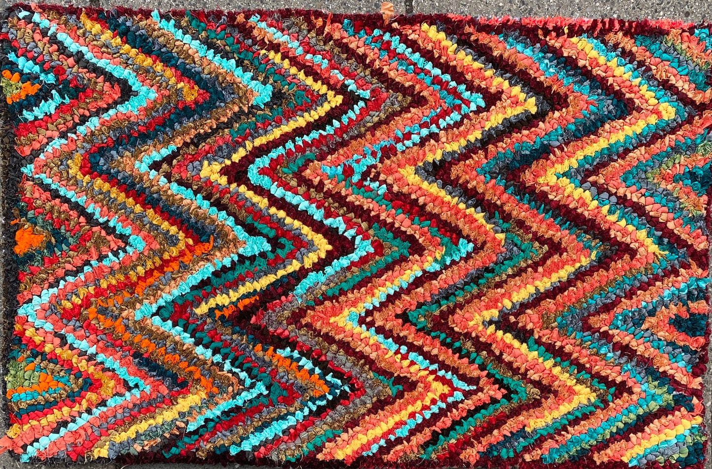 Fußmatte ZigZag multicolor 50x80 recycled Saris No. 8